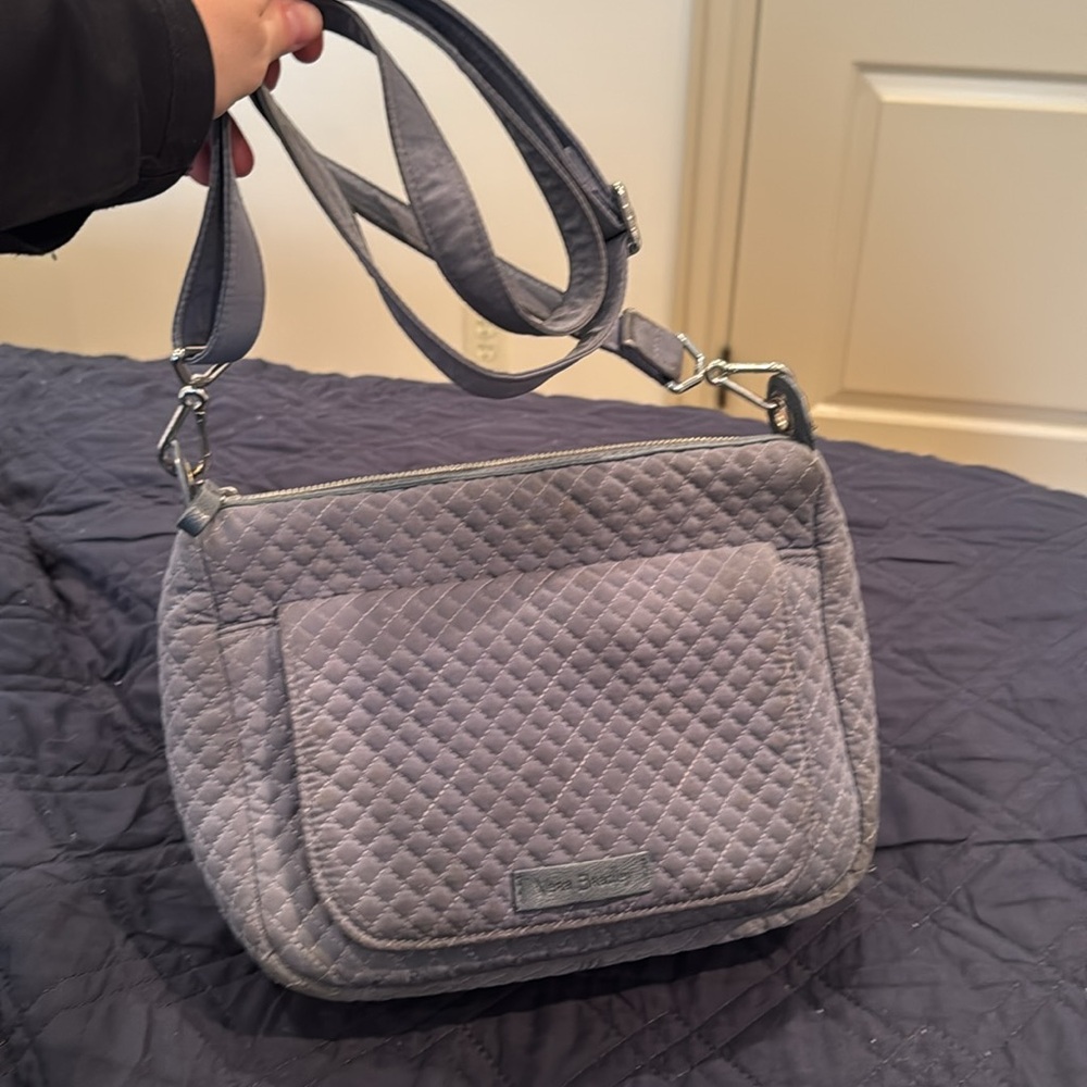 Vera Bradley Grey Blue Crossbody Bag with Minimalist Design